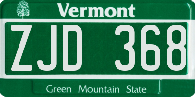 VT license plate ZJD368