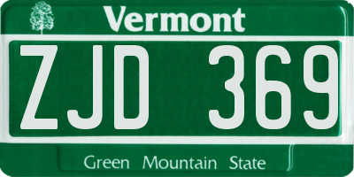 VT license plate ZJD369