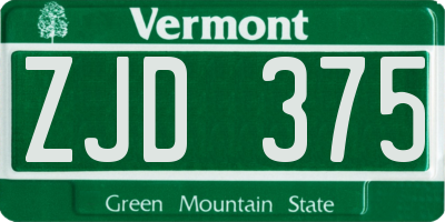 VT license plate ZJD375