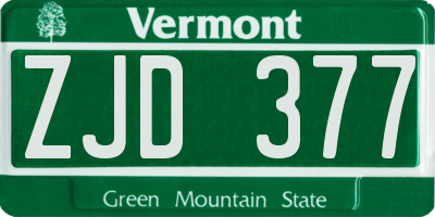 VT license plate ZJD377
