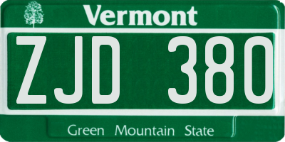VT license plate ZJD380