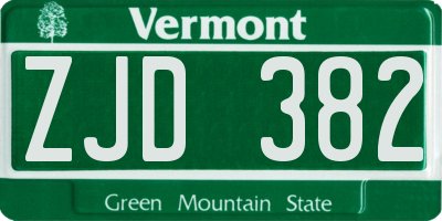 VT license plate ZJD382