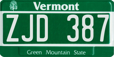 VT license plate ZJD387