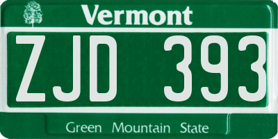 VT license plate ZJD393