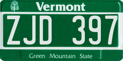 VT license plate ZJD397