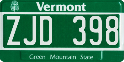 VT license plate ZJD398