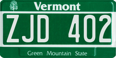 VT license plate ZJD402