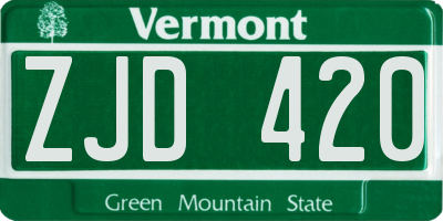 VT license plate ZJD420