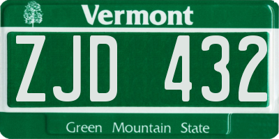 VT license plate ZJD432