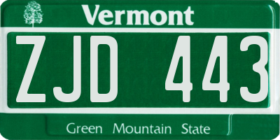 VT license plate ZJD443