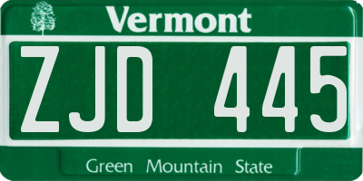 VT license plate ZJD445