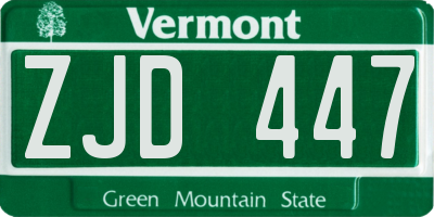 VT license plate ZJD447