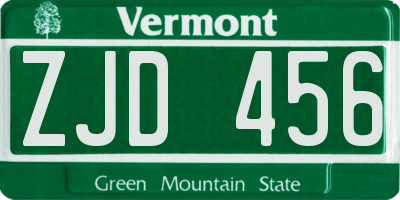 VT license plate ZJD456