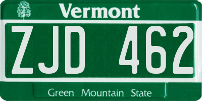 VT license plate ZJD462