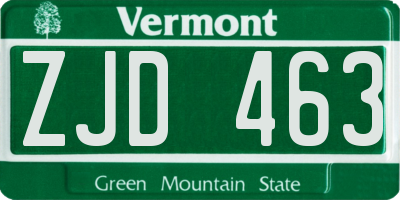 VT license plate ZJD463