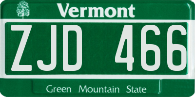 VT license plate ZJD466