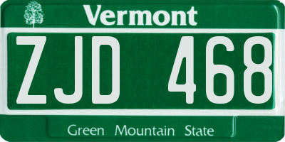 VT license plate ZJD468