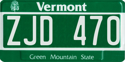 VT license plate ZJD470