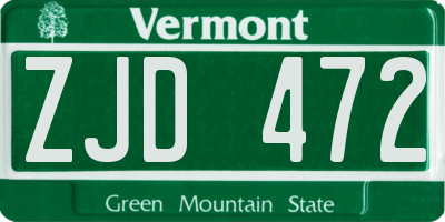 VT license plate ZJD472