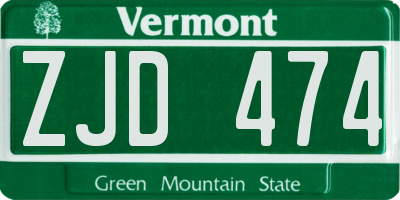 VT license plate ZJD474