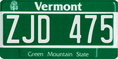VT license plate ZJD475