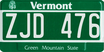 VT license plate ZJD476