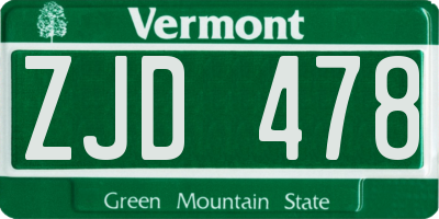 VT license plate ZJD478