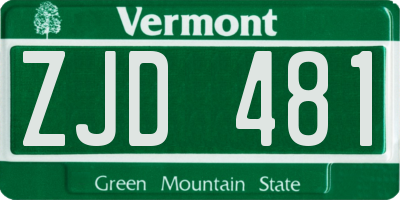 VT license plate ZJD481