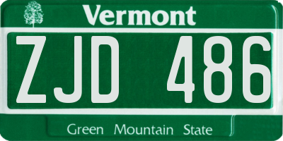 VT license plate ZJD486