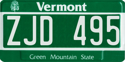 VT license plate ZJD495