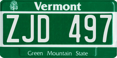 VT license plate ZJD497
