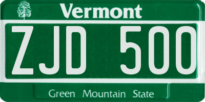 VT license plate ZJD500