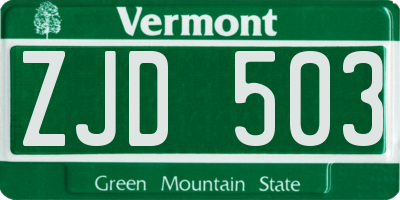 VT license plate ZJD503