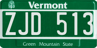 VT license plate ZJD513