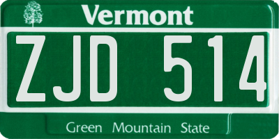 VT license plate ZJD514