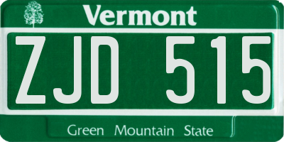 VT license plate ZJD515