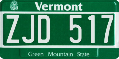 VT license plate ZJD517