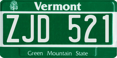 VT license plate ZJD521