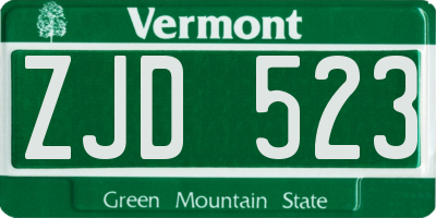 VT license plate ZJD523