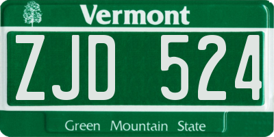 VT license plate ZJD524