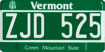 VT license plate ZJD525