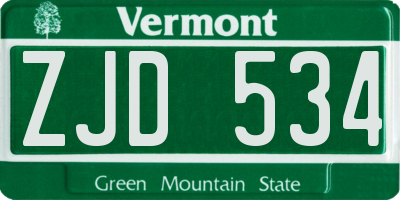 VT license plate ZJD534