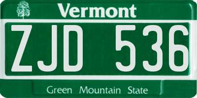 VT license plate ZJD536