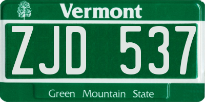 VT license plate ZJD537