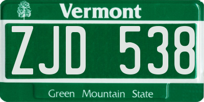VT license plate ZJD538