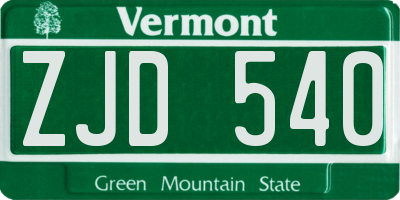 VT license plate ZJD540