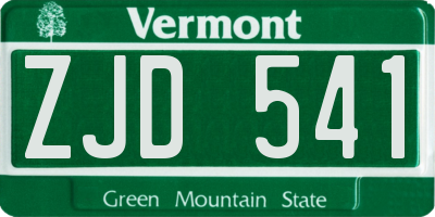VT license plate ZJD541