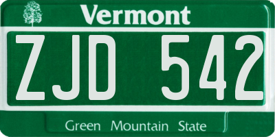 VT license plate ZJD542