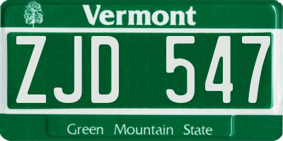 VT license plate ZJD547