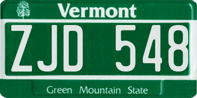 VT license plate ZJD548
